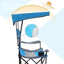 ALPHA CAMP Heavy Duty Canopy Camping Chair, 350 lbs Capacity Oversized Folding Chair with Adjustable Sunshade, Portable Sunshade Chair with Cup Holder for Beach, Fishing, Outdoor, Red