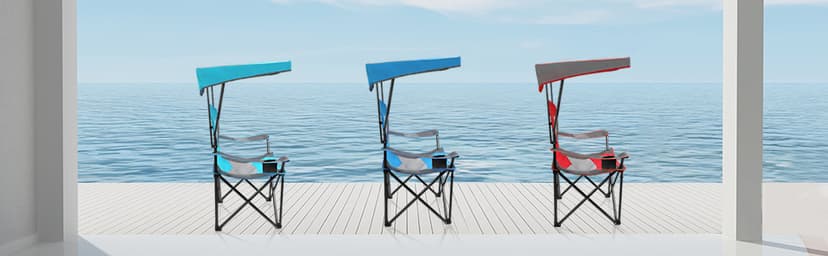 ALPHA CAMP Heavy Duty Canopy Camping Chair, 350 lbs Capacity Oversized Folding Chair with Adjustable Sunshade, Portable Sunshade Chair with Cup Holder for Beach, Fishing, Outdoor, Red