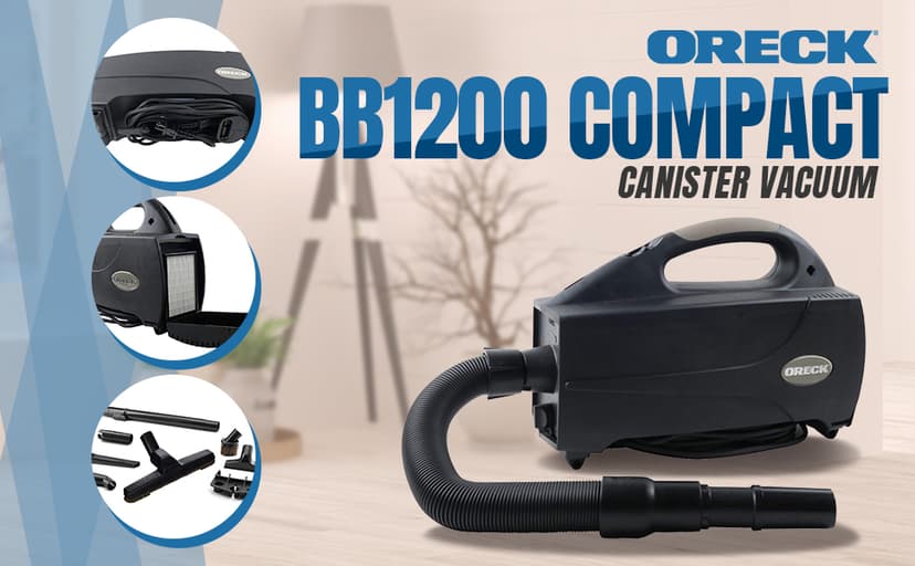 Oreck Compact Canister Vacuum Cleaner, Portable Handheld Vacuum for Carpet and Hard Floors, Lightweight, Powerful Suction with Versatile Tools, Corded Canister Vacuum Cleaners for Home Use