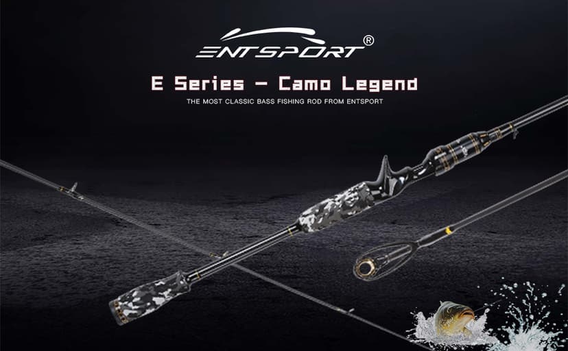 E Series - Camo Legend 2-Piece 7-Feet Casting Rod 24 Ton Carbon Fiber Baitcasting with 2 Tips - Medium and Medium Heavy Portable Bass Fishing Rod Baitcaster