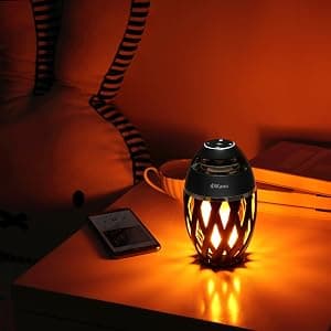 DiKaou LED Flame Outdoor Table Lamp Torch Table Lamp with Blutooth Speaker, Rechargeable Ambience Lantern with Flickers Warm Light for Patio/Porch/Home Decor, Best Gift for Men Women Teens Kids B07QQNST7B
