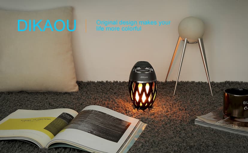 DiKaou LED Flame Outdoor Table Lamp Torch Table Lamp with Blutooth Speaker, Rechargeable Ambience Lantern with Flickers Warm Light for Patio/Porch/Home Decor, Best Gift for Men Women Teens Kids B07QQNST7B