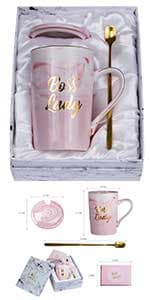 Jumway Mr and Mrs Coffee Mugs - Wedding Gifts for Bride and Groom - Gifts for Bridal Shower Engagement Wedding and Married Couples Anniversary - Ceramic Marble Cups 14 Oz Pink