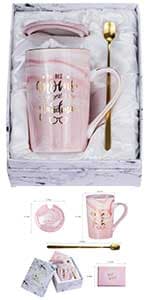 Jumway Mr and Mrs Coffee Mugs - Wedding Gifts for Bride and Groom - Gifts for Bridal Shower Engagement Wedding and Married Couples Anniversary - Ceramic Marble Cups 14 Oz Pink