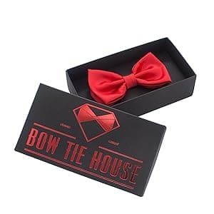 Bow Tie House Real Silk Classic Pre-Tied Bow Tie Formal Solid Tuxedo with Gift Box