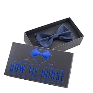 Bow Tie House Real Silk Classic Pre-Tied Bow Tie Formal Solid Tuxedo with Gift Box