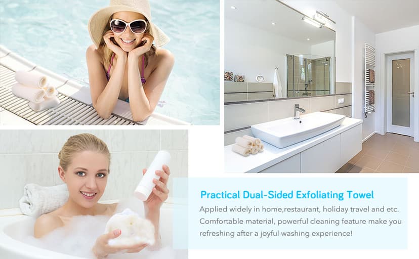 Blulu 5 Pcs Exfoliating Wash Cloth Face Body Towel Dual Sided Exfoliating Scrub Towel Weave Beauty Skin Washcloth Soft Home Massage Bath Cloth (5)