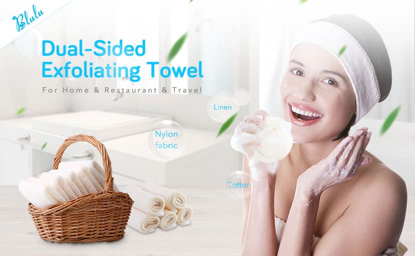 Blulu 5 Pcs Exfoliating Wash Cloth Face Body Towel Dual Sided Exfoliating Scrub Towel Weave Beauty Skin Washcloth Soft Home Massage Bath Cloth (5)