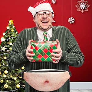 White Elephant Gifts Funny Gag Gifts,3D Men Beer Fake Belly Dad Bag Waist Packs,Waterproof Fanny Pack Unisex for Father's Day,Christmas,Stocking Stuffers for Men Boyfriend Husband Him Friend Dad