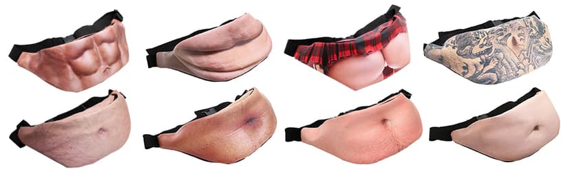 Funny White Elephant Gifts for Men Women Gag gifts Christmas Gift Exchange,Belly Fanny Pack Dad Bag Fake Beer Belly Waist Pack Unisex Waist Bag