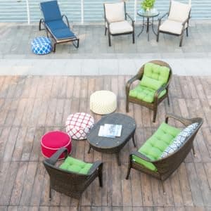 QILLOWAY Outdoor Rocking Chair Cushion 43.4x21 Inch, 100% Polyester Waterproof Patio Rocking Chair Cushion, High Back Weatherproof Chair Pad for Adirondack & Outdoor Furniture, Peacock Blue