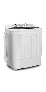SUPER DEAL Small Portable Washing Machine 9.9lb Mini Compact Washer Twin Tub Laundry Machine Top Load Spinning and Washing Combo 6.57 FT Inlet Gravity Drain Hose