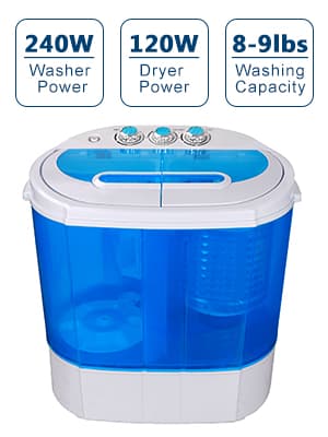 SUPER DEAL Small Portable Washing Machine 9.9lb Mini Compact Washer Twin Tub Laundry Machine Top Load Spinning and Washing Combo 6.57 FT Inlet Gravity Drain Hose