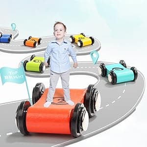 Toddler Toys for 1 2 Year Old Boy and Girl Gifts Wooden Race Track Car Ramp Racer with 4 Mini Car
