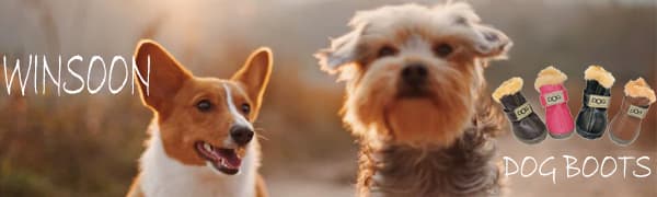 Winter Dog Boots & Paw Protectors: Outdoor Anti-Slip Dog Snow Shoes, Dog Booties Provide Warmth to Dogs Paws from Ice and Snow, Rubber Sole PU Leather Faux Fleece-Lined, Light Brown Dog Shoes Size 8