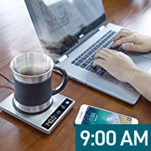 COSORI Coffee Mug Warmer & Mug Set for Desk, Cup Heater, Office & Christmas Gifts, 1°F Precise Temperature Control, Touch Tech & LCD Digital Display (77-194℉), 304 Stainless Steel, Silver/Black